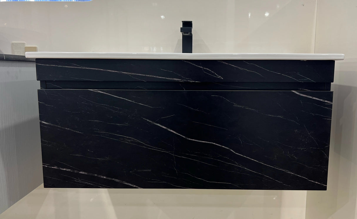 Midnight Marble Black All Drawer Stainless Steel Wall Hung Vanity 600/750/900/1200mm - RJ Bathroom