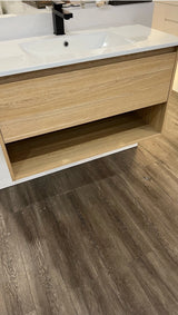 Timber Grain Oak All Drawer with Shelf 750mm Wall-hung Vanity - RJ Bathroom