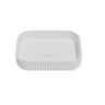 Jasper Fluted 500mm solid surface stone rectangular above counter basin in matte white