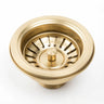 Kitchen sink strainer waste in light brushed brass with removable basket