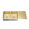 Kliff 1140x440mm Light Brushed Brass double bowl kitchen sink with drainer