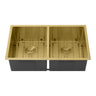 Kliff 775x450mm Brushed Brass double bowl kitchen sink