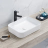 Kliff 500mm rectangular above counter basin in gloss white on a bathroom vanity top