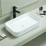 Kliff 605mm rectangular above counter basin in gloss white on a bathroom vanity top
