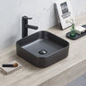 Kliff 370mm square above counter basin in matte black on a bathroom vanity top