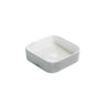 Kliff square marble look ceramic countertop basin 370x370mm in matte Carrara white on a white background