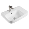 Kontura gloss white wall hung basin with left hand bowl and tap ledge on the right