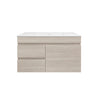 Camden 900mm Timber Wall Hung Vanity Coastal Oak Left Hand Drawers - RJ Bathroom