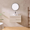 Camden 900mm Timber Wall Hung Vanity Coastal Oak Installed in Bathroom - RJ Bathroom
