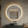 Orbis 800mm Brushed Gold round framed led mirror