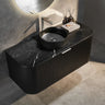 Matte Black Fluted Curved 1200mm Single Bowl Wall Hung Vanity Black Stone top - RJ Bathroom