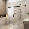 Matte black frameless 3 panel wall to wall sliding shower screen with 10mm glass and centre sliding door