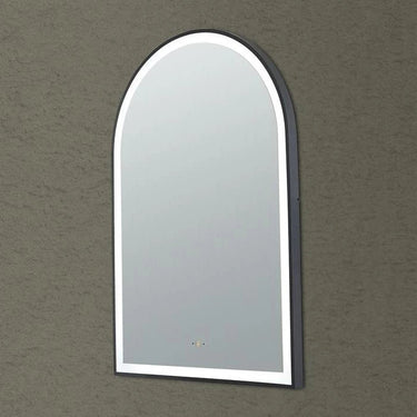 Matte Black LED Mirror Aura Arched Framed Anti - Fog Bathroom 600x900mm - RJ Bathroom