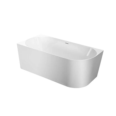 Nova left-hand corner bath in gloss white, squared end on the left and rounded end on the right