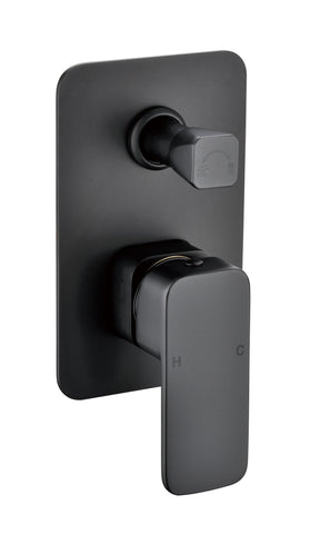 Nova Wall Mixer with Top Diverter Matt Black - RJ Bathroom