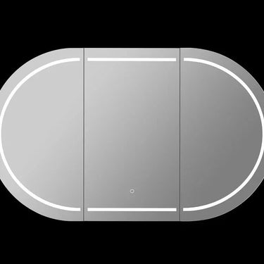 Olivia Pill Oval LED Light Shaving Cabinet Matte White 1500*800*155mm - RJ Bathroom