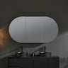 Olivia Pill Oval PVC Mirror Shaving Cabinet Matte Black 1500x800mm - RJ Bathroom