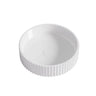 Olley Fluted 400mm solid surface stone round above counter basin in gloss white