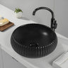 Oran Fluted Ceramic 400x400mm Above Counter Matte Black Basin - RJ Bathroom