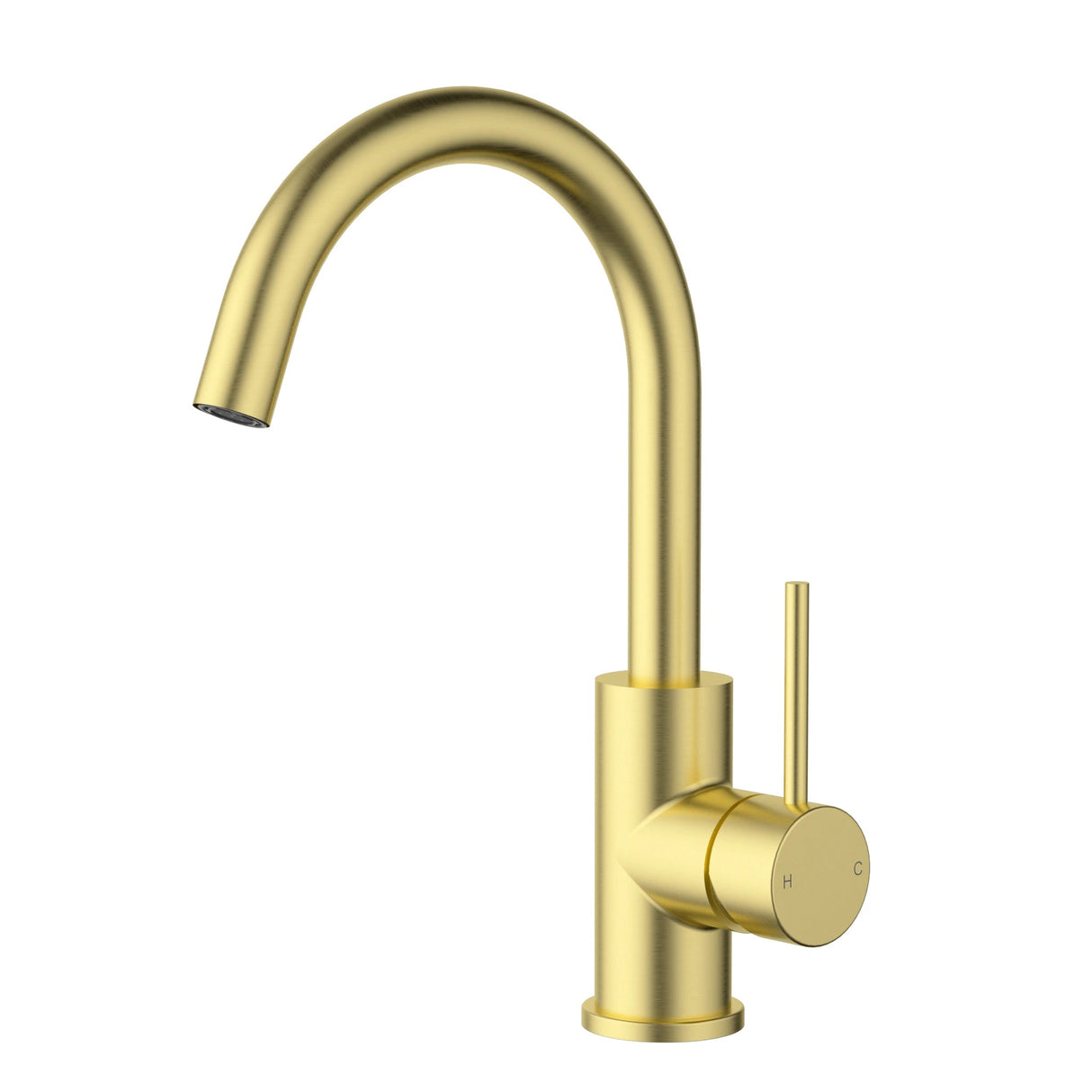 Otus Slimline SS Gooseneck Basin Tall Mixer Brushed Gold - RJ Bathroom