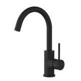 Otus Slimline SS Gooseneck Basin Tall Mixer Matt Black - RJ Bathroom