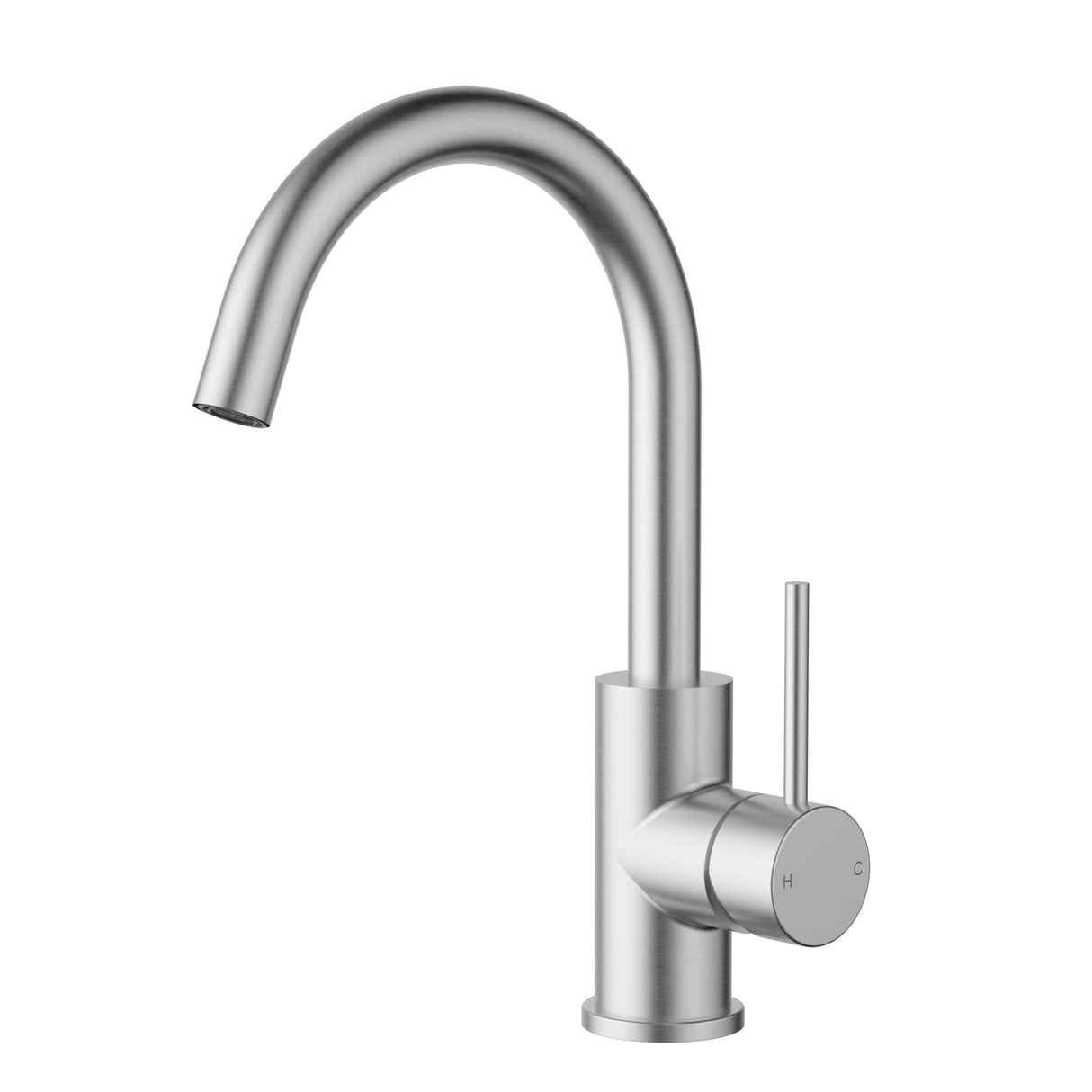 Otus Slimline SS Gooseneck Basin Tall Mixer Stainless Steel - RJ Bathroom