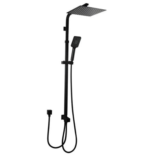 Shower Rail Station Top/Bottom Inlet 2 in 1 Square Matte Black