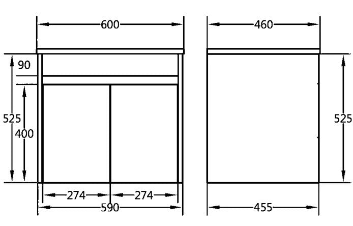 Polar PVC Waterproof 600mm Wall Hung Vanity