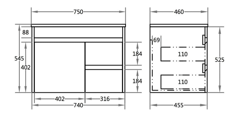Polar PVC Waterproof 750mm Wall Hung Vanity