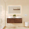 Paris Timber Look Walnut Woodmatt 1200mm wall hung vanity with brushed nickel curved lip pull handle - RJ Bathroom