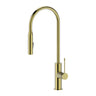 Aziz Brushed Gold Pull-Out Kitchen Sink Mixer, front view