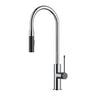 Aziz Chrome & Matte Black Pull-Out Kitchen Sink Mixer, front view