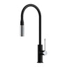 Aziz Matte Black & Chrome Pull-Out Kitchen Sink Mixer, front view