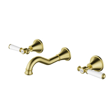 Ikon Clasico Hampton Brushed Gold Bath Tap Set - Ceramic Handle