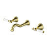 Ikon Clasico Hampton Brushed Gold Bath Tap Set - Ceramic Handle