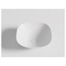 Perry 400mm solid surface stone above counter basin in matte white with soft square shape