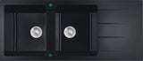 Cora Granite  Double Bowl with Drainer Kitchen Sink 1160x500x210mm Black