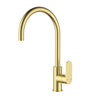 Sora Brushed Gold Gooseneck Kitchen and Laundry Sink Mixer, front view