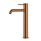 Otus Brushed Copper Basin Tall Mixer Slimline SS Curved Spout
