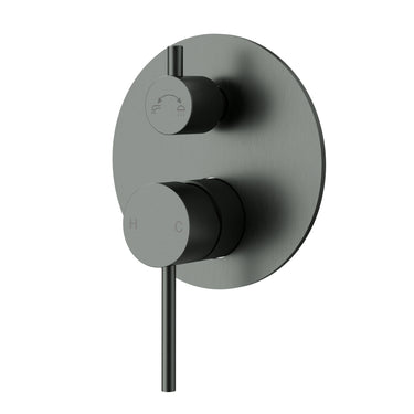 Otus Gun Metal Slimline Wall Mixer Diverter - Rough-In Body Included