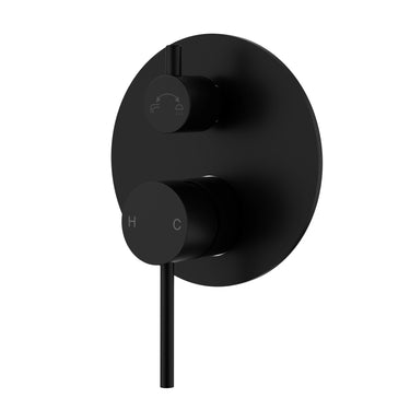Otus Matte Black Slimline Wall Mixer Diverter - Rough-In Body Included