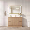 Rita Elegant Oak 1200mm freestanding vanity fitted with the optional kickboard - RJ Bathroom