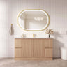 Rita Elegant Oak 1500mm single bowl freestanding vanity fitted with the optional kickboard - RJ Bathroom