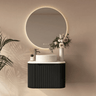 Rome Fluted Curved All Drawer Wall Hung Vanity 600mm Matte Black - RJ Bathroom