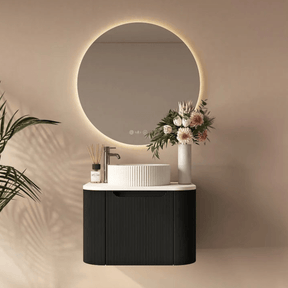 Rome Fluted Curved All Drawer Wall Hung Vanity 600mm Matte Black - RJ Bathroom