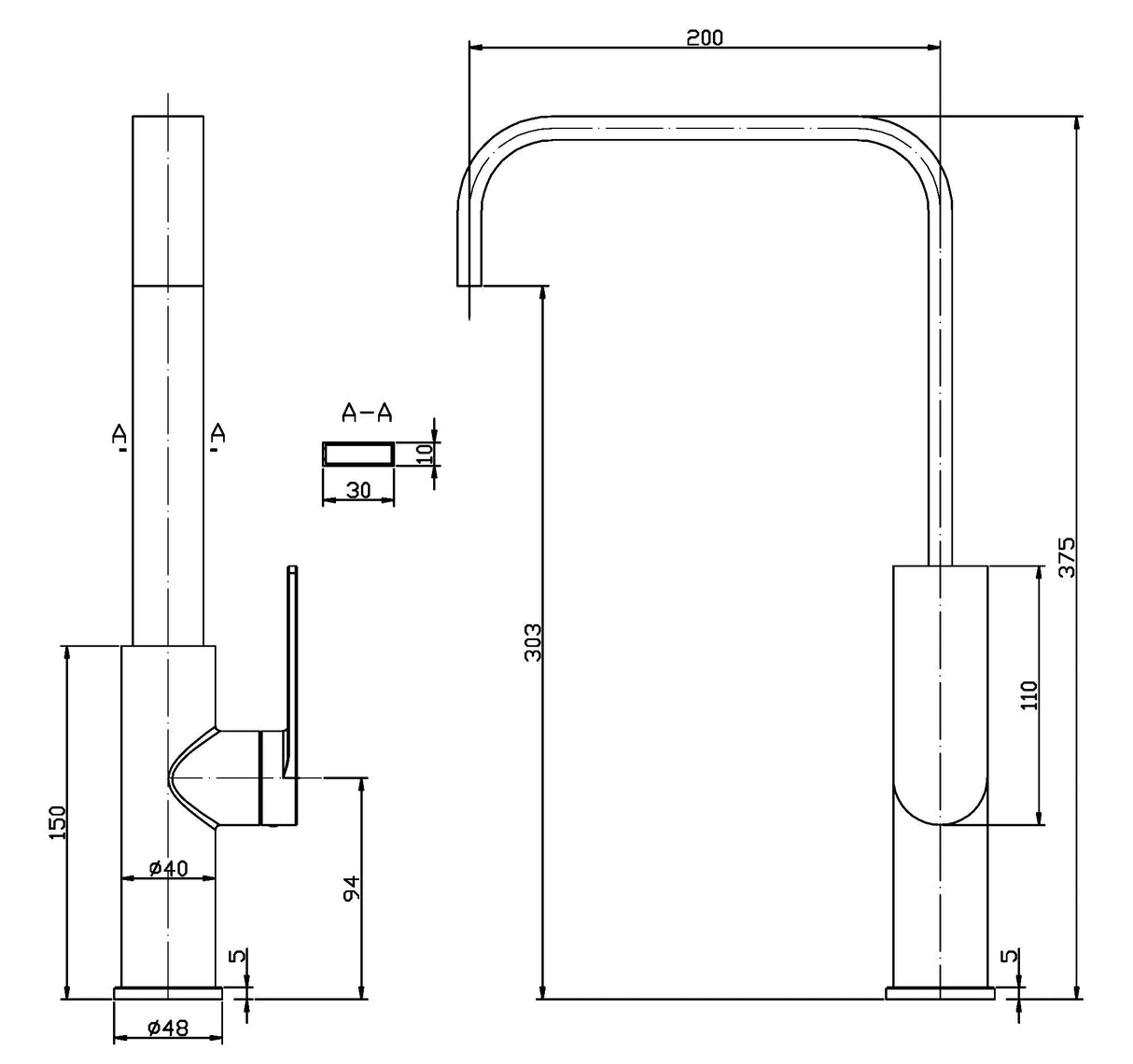 Ruki Gooseneck Tall Sink Mixer Gun Metal - RJ Bathroom