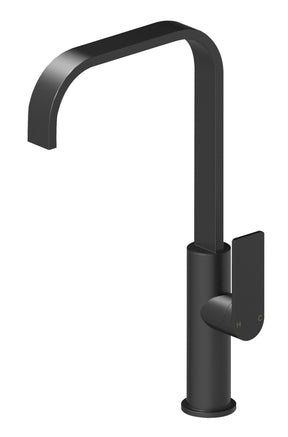 Ruki Gooseneck Tall Sink Mixer Matt Black - RJ Bathroom