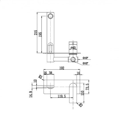 Ruki Wall Mixer with Spout Brushed Nickel