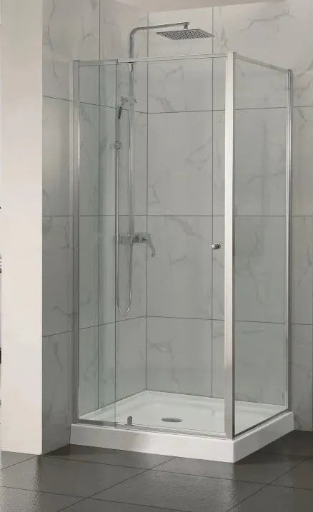 Semi Frameless Pivot Door Corner Chrome Shower Screen - RJ Bathroom