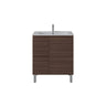 Scandinavia 750mm Walnut Timber Freestanding Vanity front view, drawers on the left - RJ Bathroom